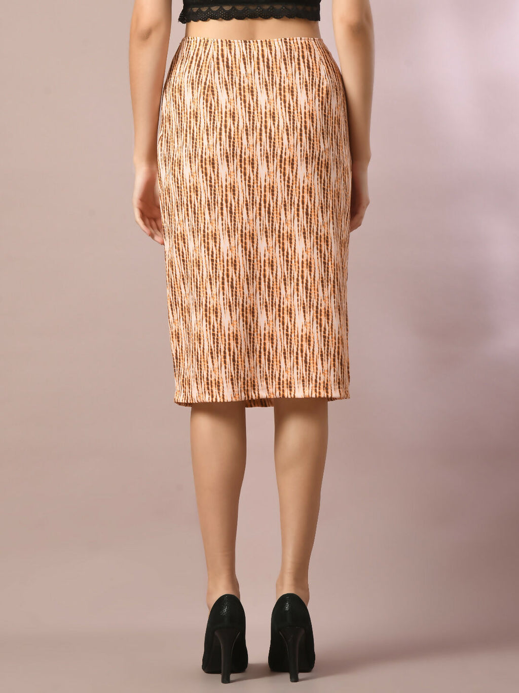 Myshka Women's Multi Printed Knee Length Party Embellished Skirts