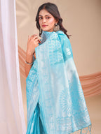 Shree Shyam Fashion Varnika Sky Blue Linen Cotton Saree