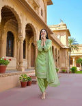 Teeya Creation Pista Color Natural Creap Silk Designer Fancy Party Wear Salwar Suit - Distacart