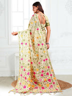 Shree Shyam Fashion Linen Cotton Off White Saree - Distacart