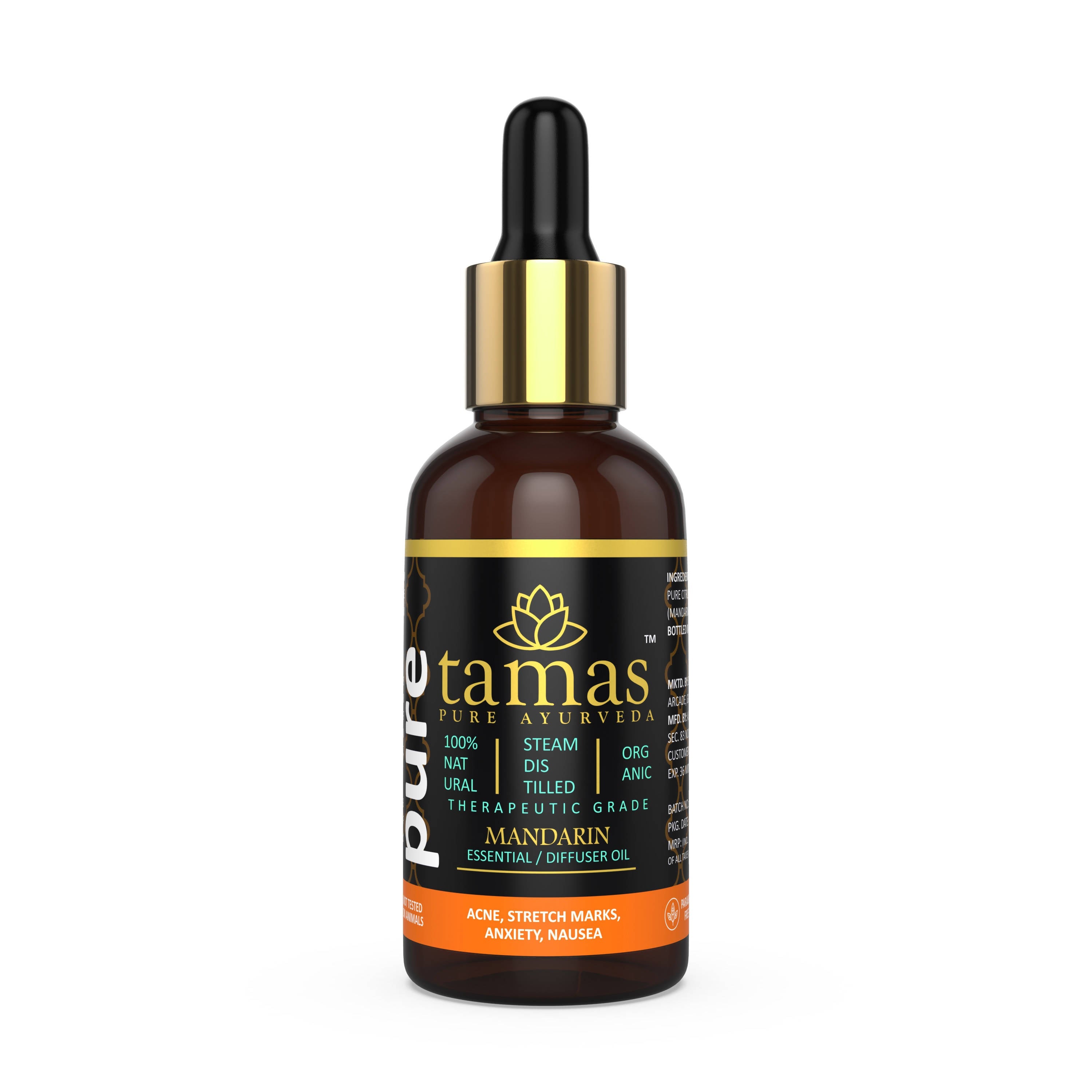 Tamas Pure Ayurveda 100% Organic Mandarin Essential Oil - USDA Certified Organic