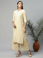 Ahalyaa Womens Chiku Pure Cotton Printed Kurta Palazzo Set - Distacart