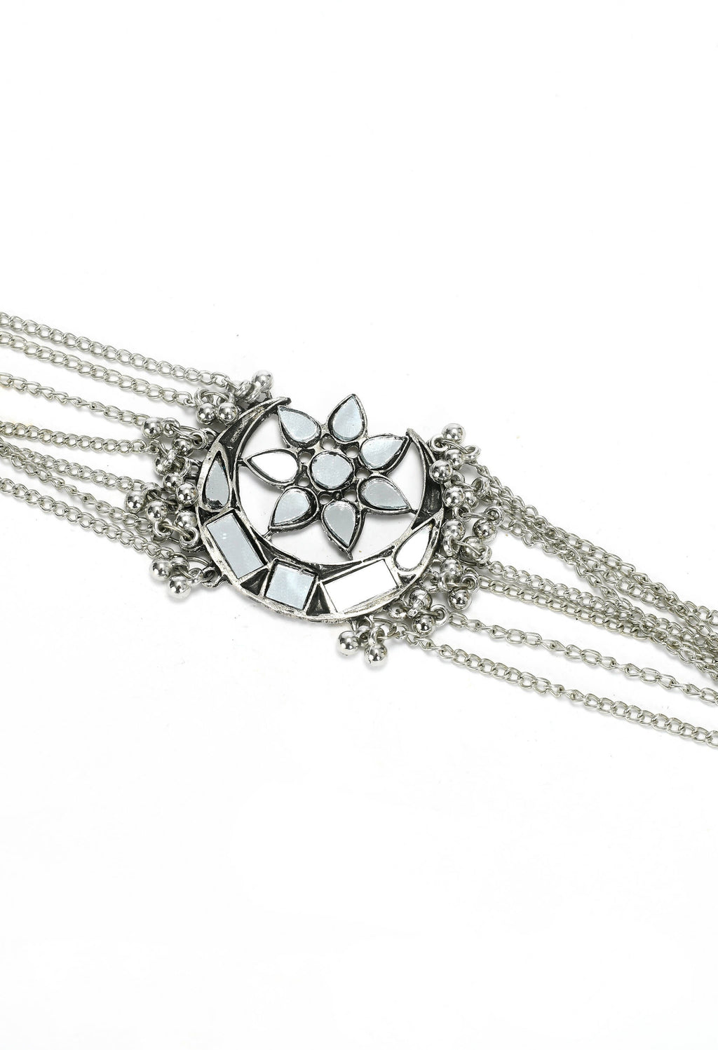 Mominos Fashion Johar Kamal Silver-Plated Brass Finish Mirror Work Choker For Women - Distacart