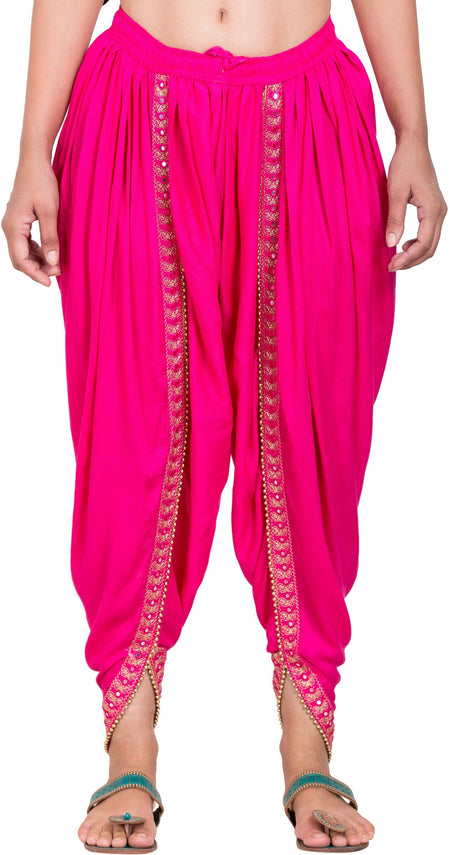PAVONINE Rani Color Embellished Beetel Rayon Fabric Patiala For Women & Girls