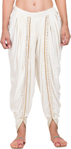 PAVONINE Off-White Color Embellished Beetel Rayon Fabric Patiala For Women & Girls - Distacart