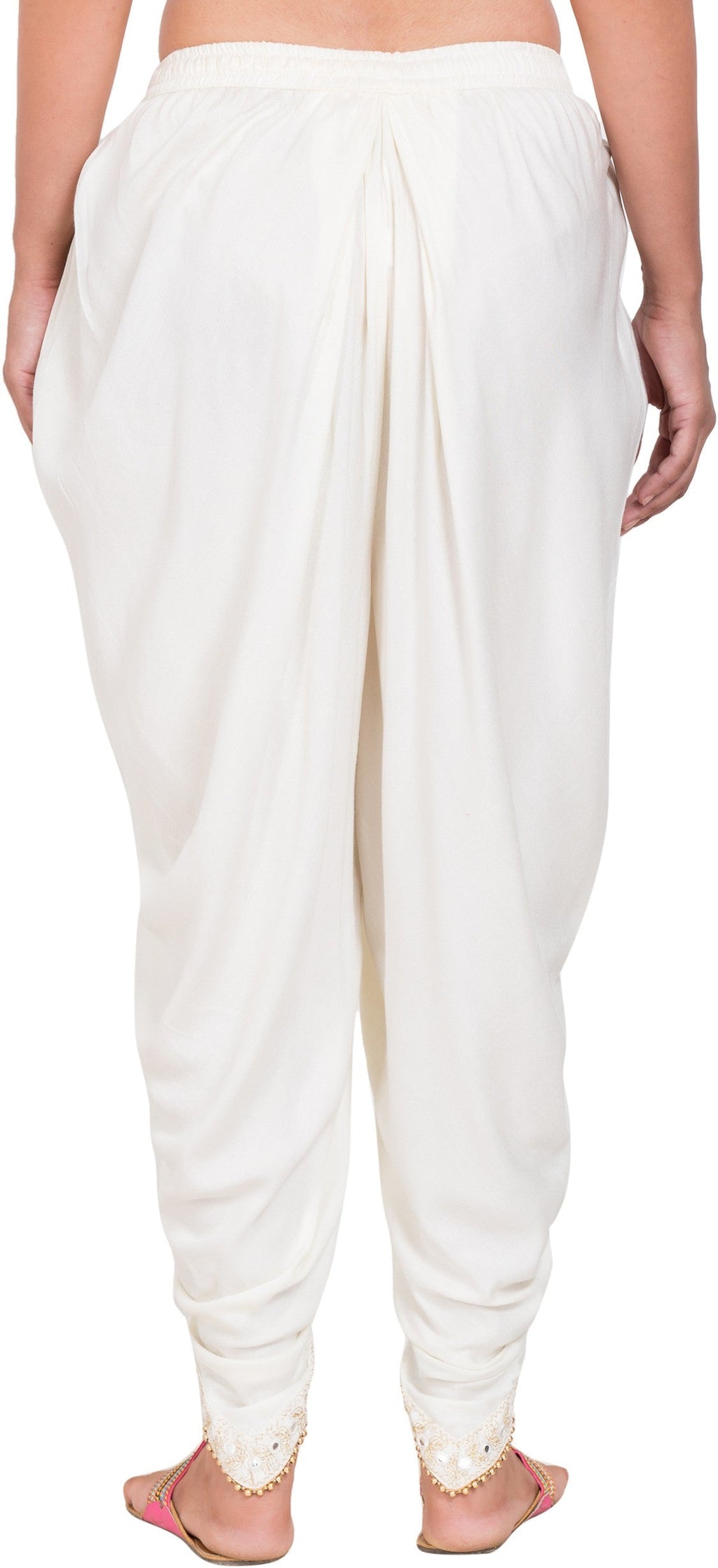 PAVONINE Off-White Color Embellished Beetel Rayon Fabric Patiala For Women & Girls - Distacart