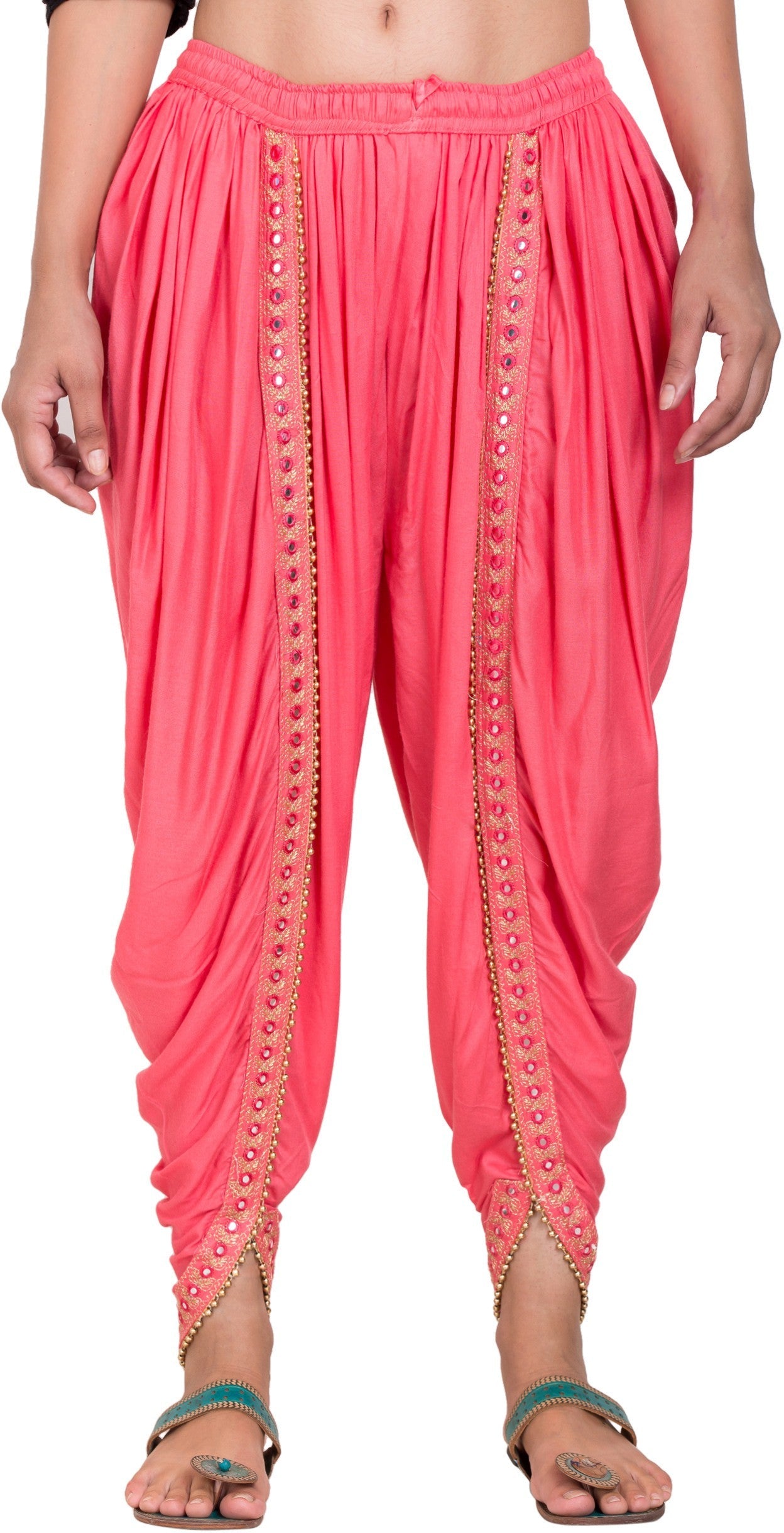 PAVONINE Gajri Color Embellished Beetel Rayon Fabric Patiala For Women & Girls - Distacart