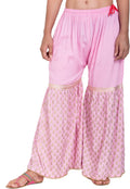 PAVONINE Pink Color 3-Panels Sequence Printed Flared Sharara For Women & Girls - Distacart