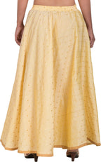 PAVONINE Beige Color Golden Zari Work Satan Fabric Maxi Skirt For Women - Distacart