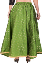 PAVONINE Green Color Golden Zari Work Satan Fabric Maxi Skirt For Women - Distacart