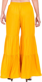 PAVONINE Mustard Color Solid 3-Panels Flared Sharara - Distacart