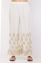 PAVONINE White Color Golden Printed Rayon Fabric Sharara For Women & Girls - Distacart