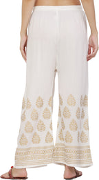 PAVONINE White Color Golden Printed Rayon Fabric Sharara For Women & Girls - Distacart