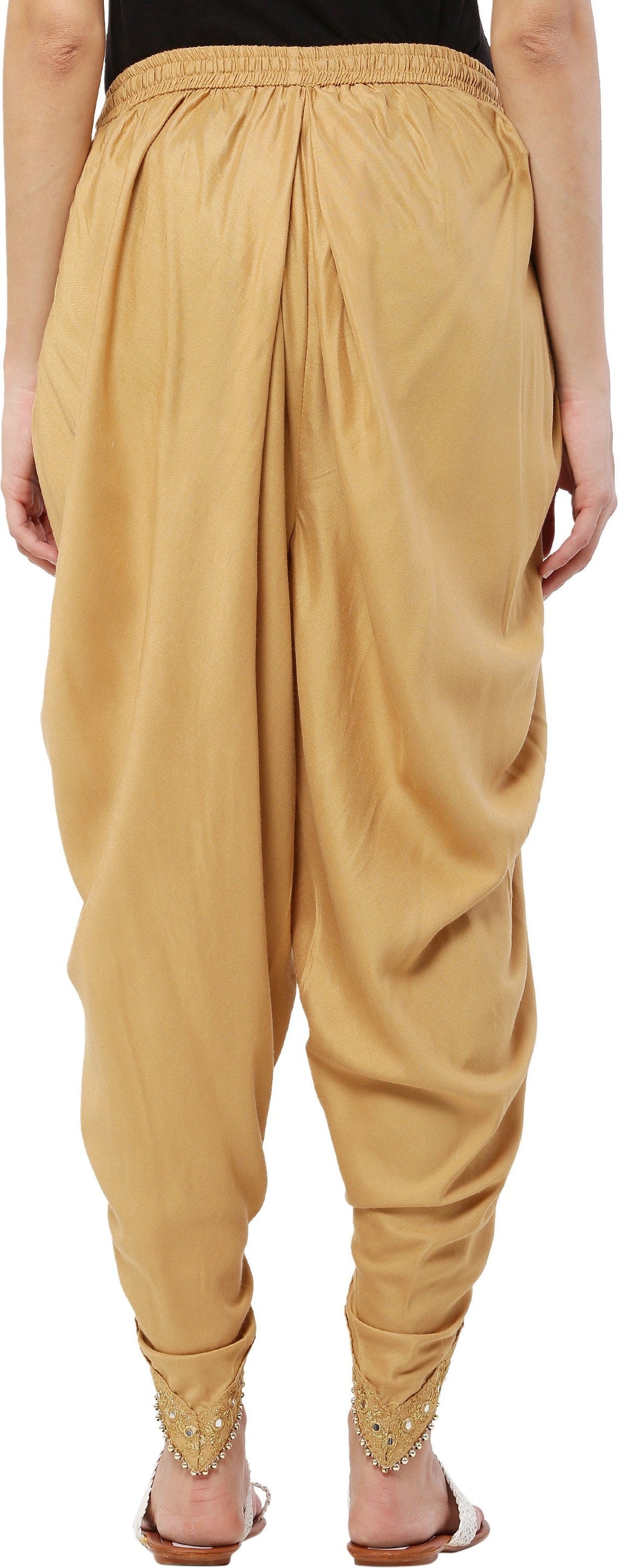 PAVONINE Beige Color Embellished Beetel Rayon Fabric Patiala For Women & Girls - Distacart