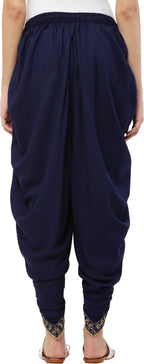 PAVONINE Navy Blue Color Embellished Beetel Rayon Fabric Patiala For Women & Girls - Distacart