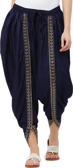 PAVONINE Navy Blue Color Embellished Beetel Rayon Fabric Patiala For Women & Girls - Distacart