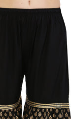 PAVONINE Black Color 3-Panels Sequence Printed Flared Sharara For Women & Girls - Distacart