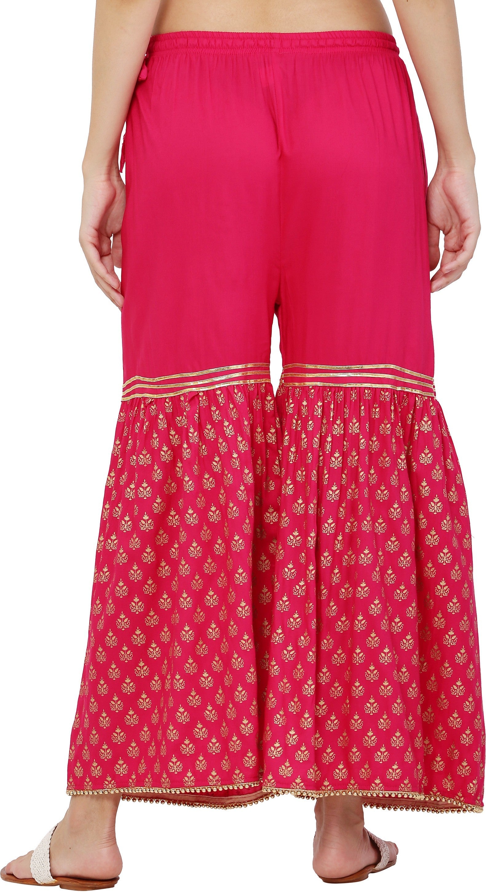 PAVONINE Rani Color 3-Panels Sequence Printed Flared Sharara For Women & Girls - Distacart