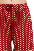 PAVONINE Maroon Color 3-Panels Golden Printed Flared Sharara For Women & Girls - Distacart