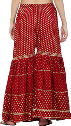 PAVONINE Maroon Color 3-Panels Golden Printed Flared Sharara For Women & Girls - Distacart