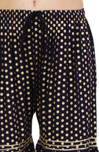PAVONINE Black Color 3-Panels Golden Printed Flared Sharara For Women & Girls - Distacart