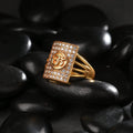 AanyaCentric Gold-Polished American Diamond Ad Ring for Boys & Man