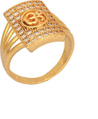 AanyaCentric Gold-Polished American Diamond Ad Ring for Boys & Man