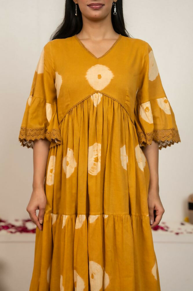 Joban Fashion Musard Yellow Tie & Dye Cotton Suit Set - Distacart