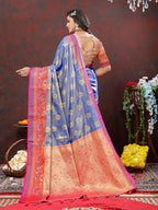 Lorenvalley Fashion Lavender Kanjivaram Silk Woven Design with Zari Weaving Saree