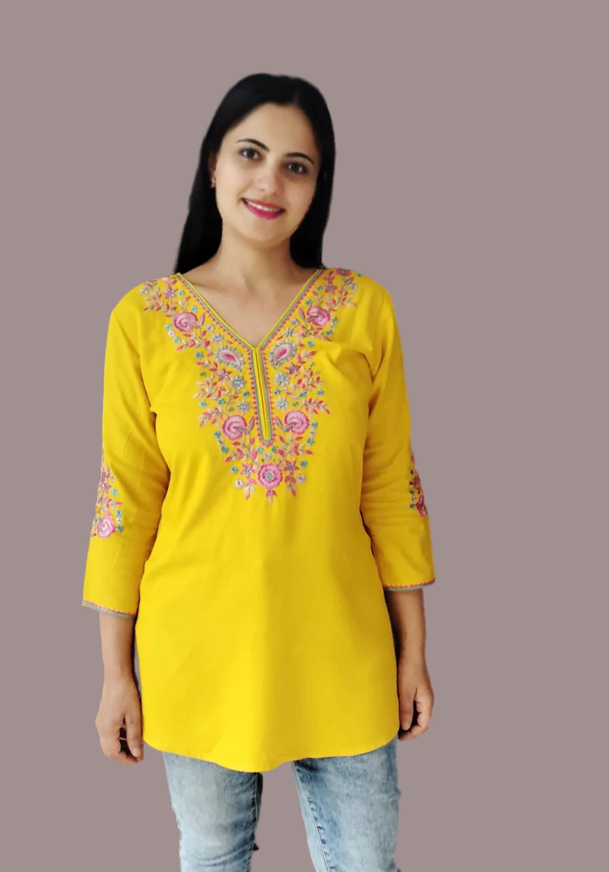 Jaitra Apparels Women Printed Pure Cotton Straight Kurta (Yellow) - Distacart