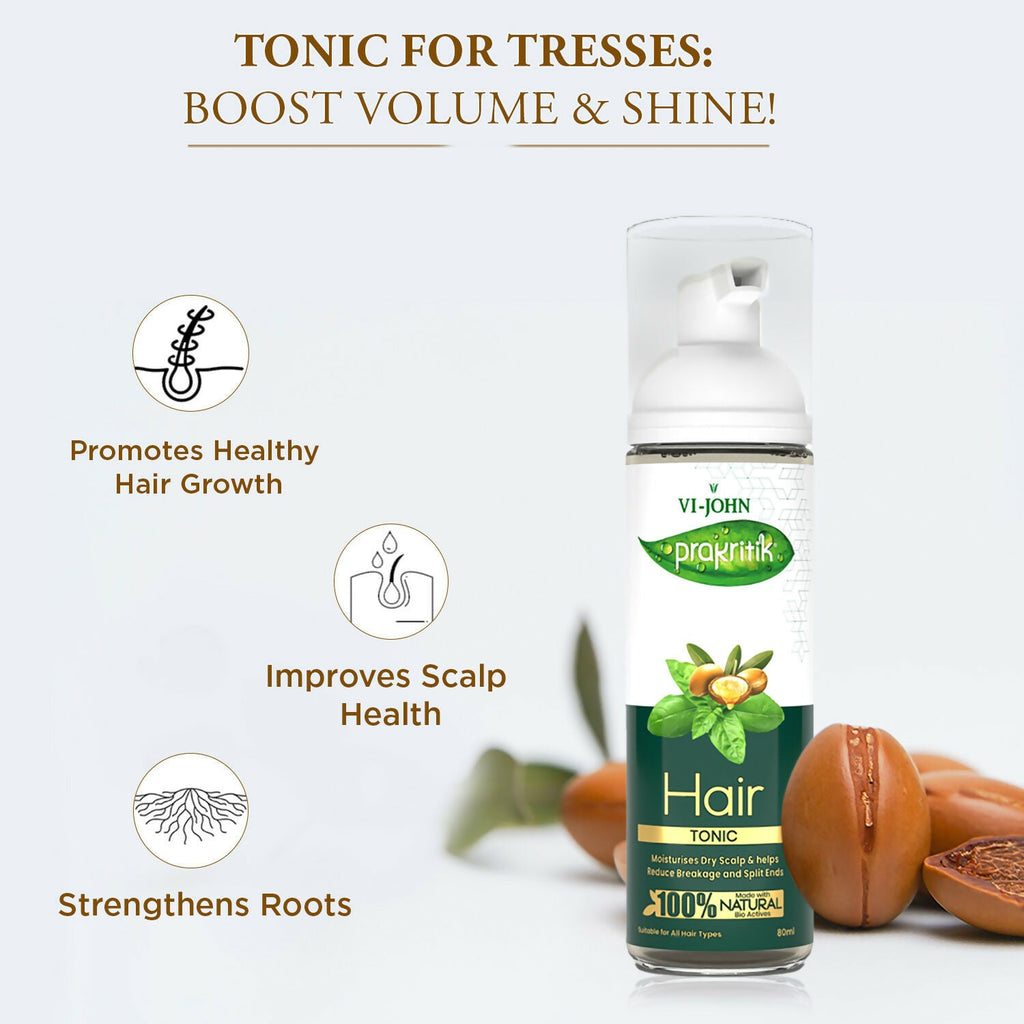 VI-JOHN Prakritik Hair Growth Tonic Prevents greying & dullness Made with 100% Natural Bio Actives - Distacart