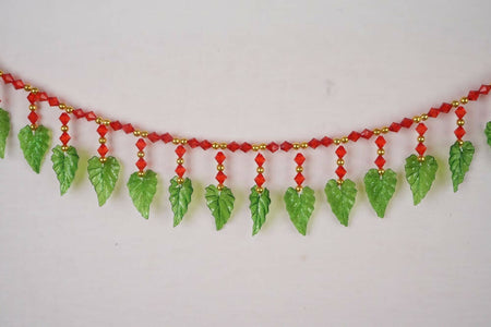 Kundan HandiKrafts Green Leaf Red Beats Thoranna