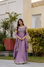 Teeya Creation Lavender Color Vichitra Silk Designer Party Wear long Gown - Distacart