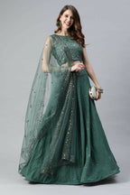 Pista Georgette Sequins Embroidery Work Lehenga Choli with Dupatta - Jivika