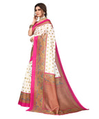 Vamika white & pink Printed Art Silk Saree