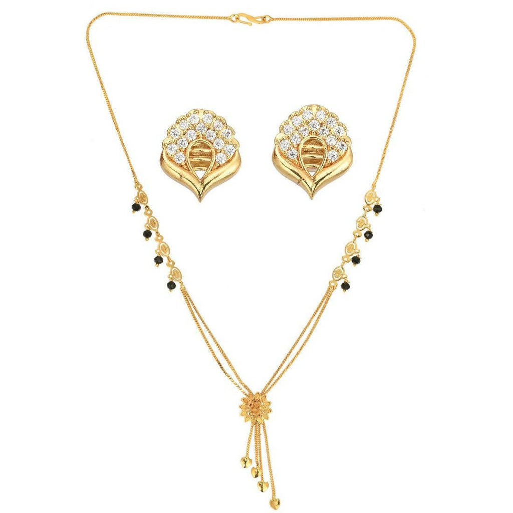 AanyaCentric Gold Plated Short Mangalsutra Set with Earrings - Distacart