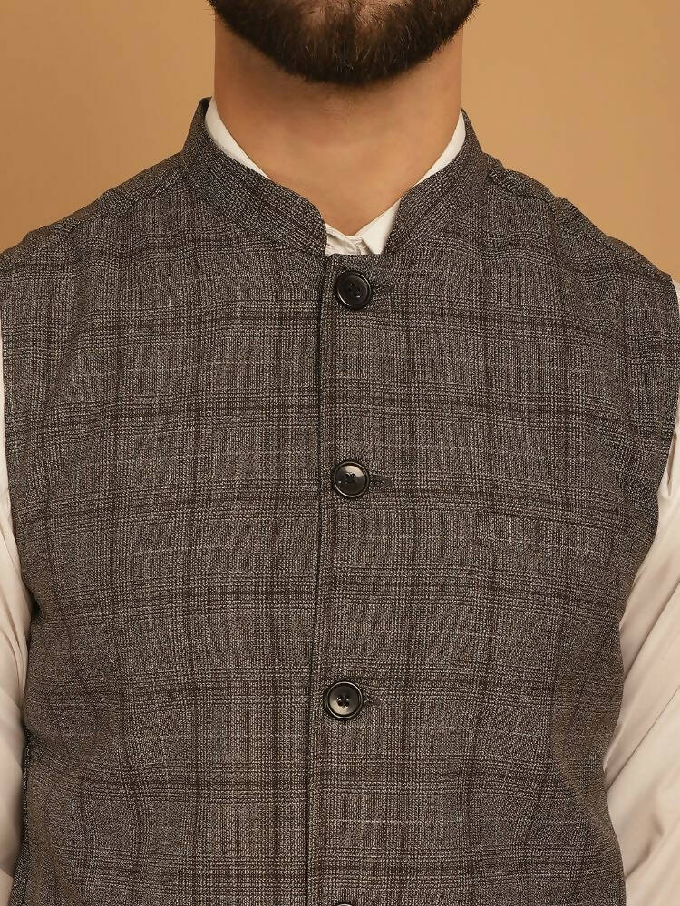Even Apparels Nehru Jacket With Welt Pockets - Grey