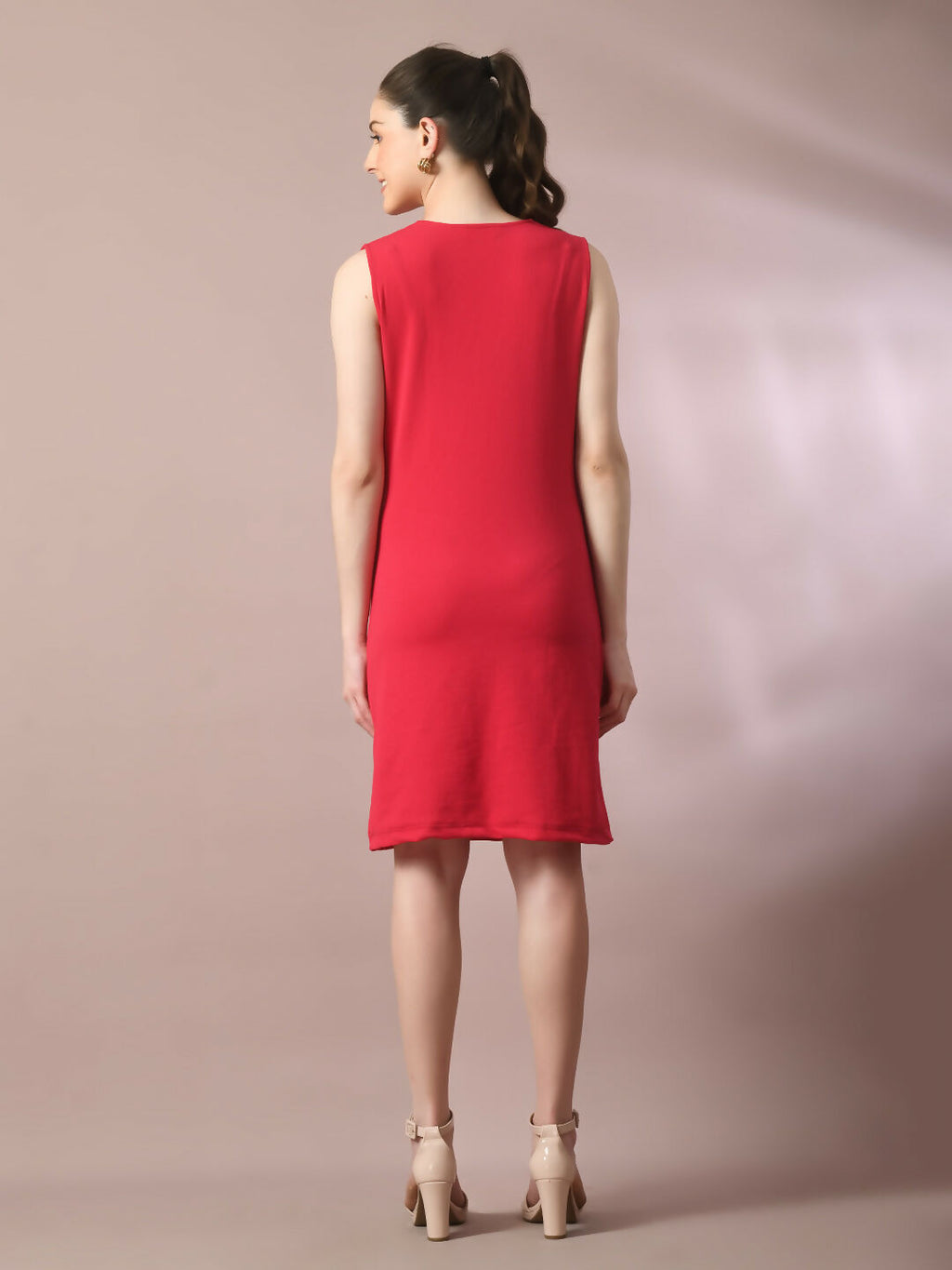 Myshka Women's Pink Solid Cowl Neck Bodycon Party Dress - Distacart