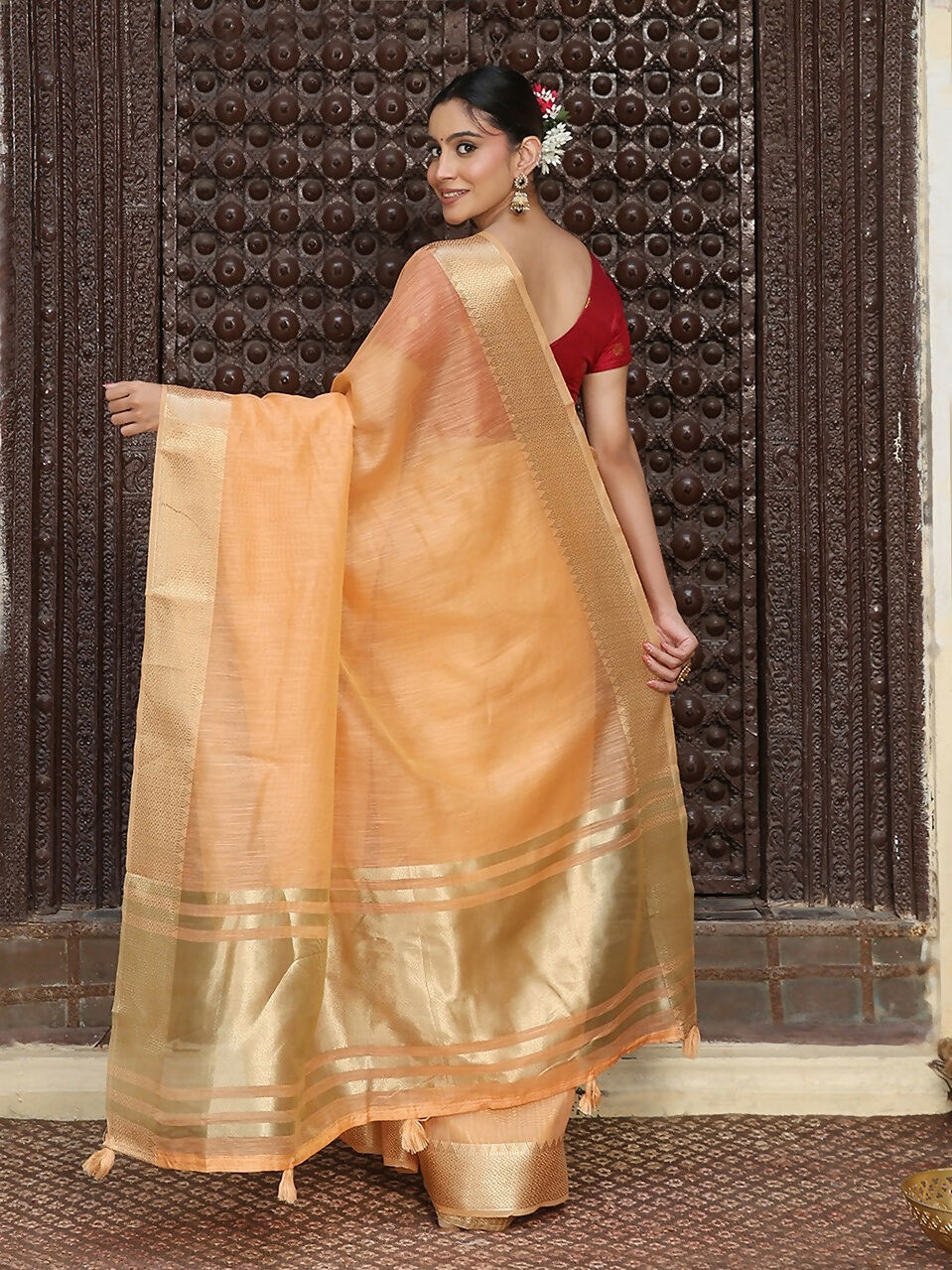 Shree Shyam Fashion Orange Cotton Saree - Distacart