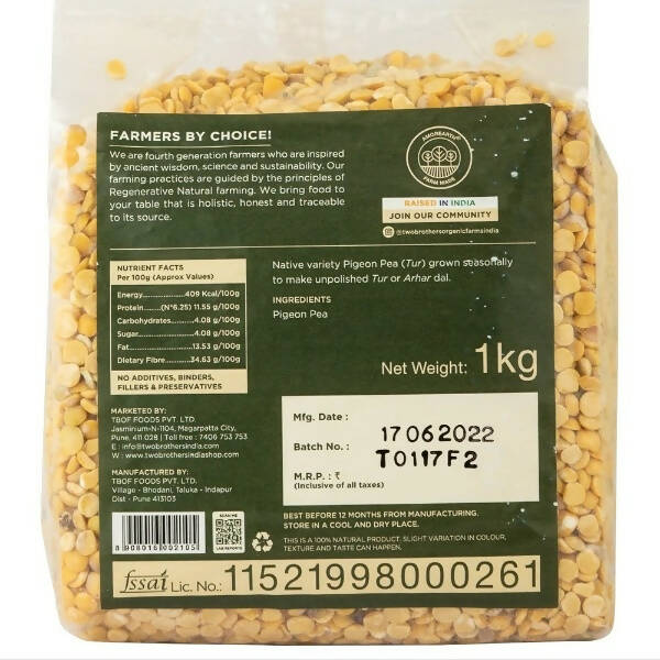 Two Brothers Organic Farms Tur (Pigeon Pea) Dal, Unpolished - Distacart