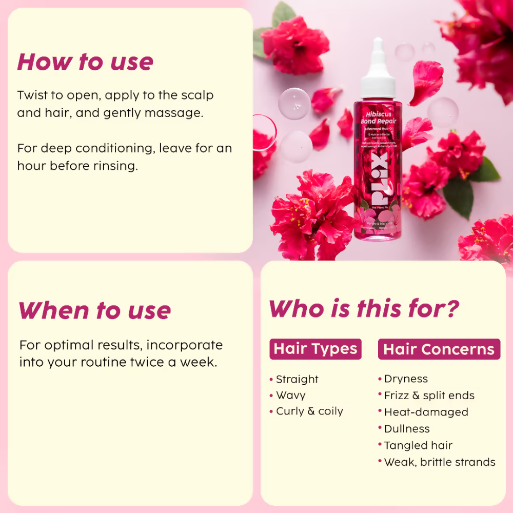 PLIX The Plant Fix Hibiscus Bond Repair Advanced Hair Oil - Distacart