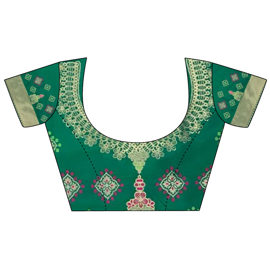 Joban Fashion Bottle Green Butti Motifs Soft Silk Patola Saree - Distacart