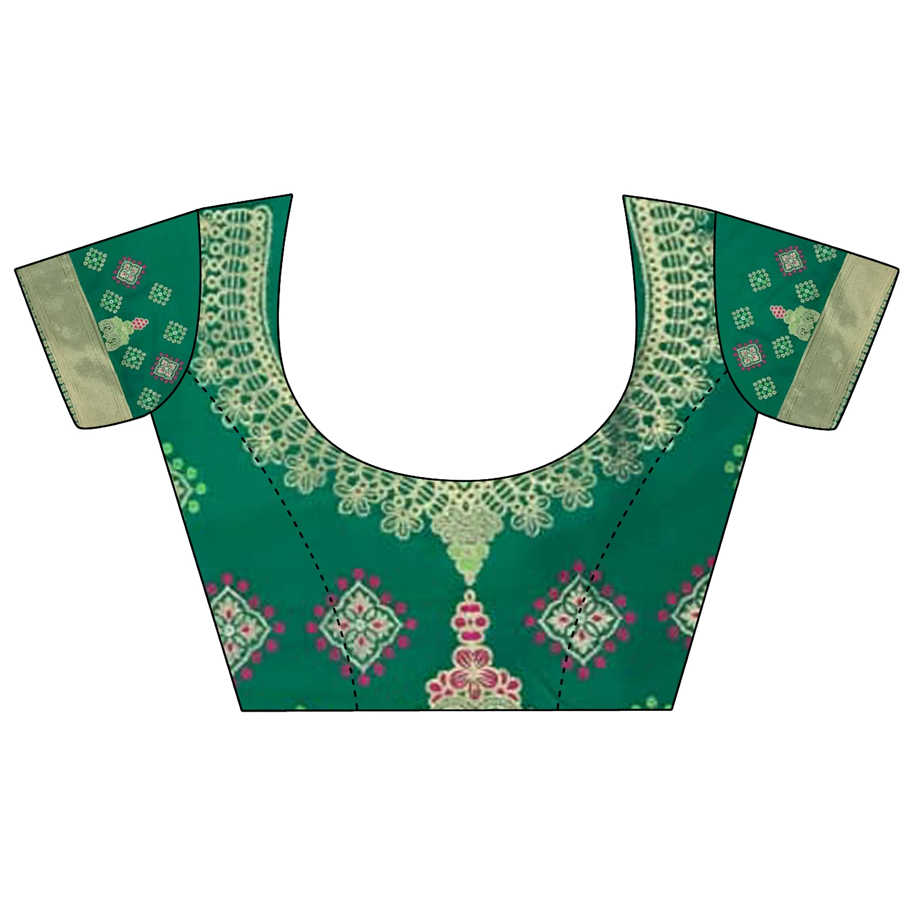 Joban Fashion Bottle Green Butti Motifs Soft Silk Patola Saree - Distacart