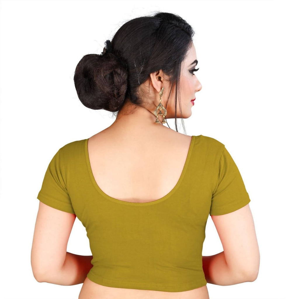 Vamika Mehandi Lycra Plain Blouse - Distacart
