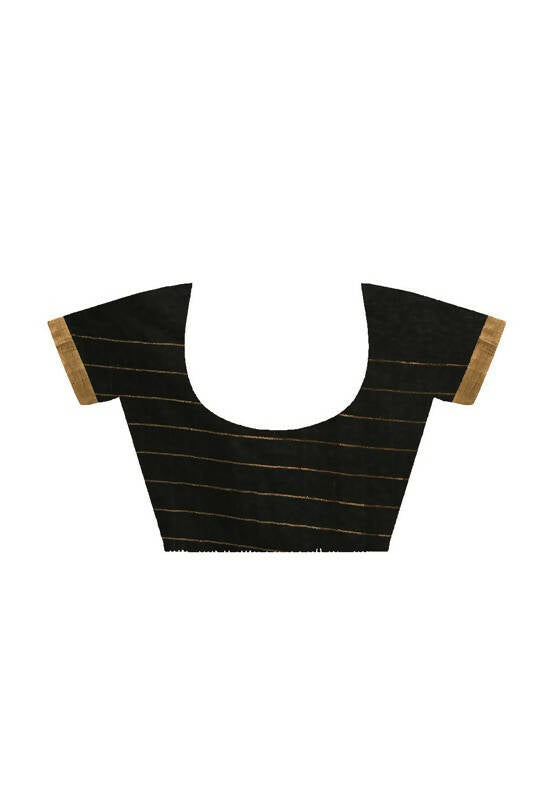 Mominos Fashion Moeza Black Bhagalpuri Handloom Silk Raj Shree Saree with unstitched Blouse piece - Distacart