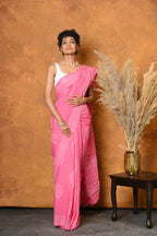 Very Much Indian Handblock Printed Cotton Saree With Natural Dyes - Pink - Distacart