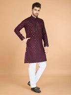Vastranavya Maroon Exclusive Festival Wear Viscose Silk Thread & Sequence Embroidered Work Kurta with Dupatta