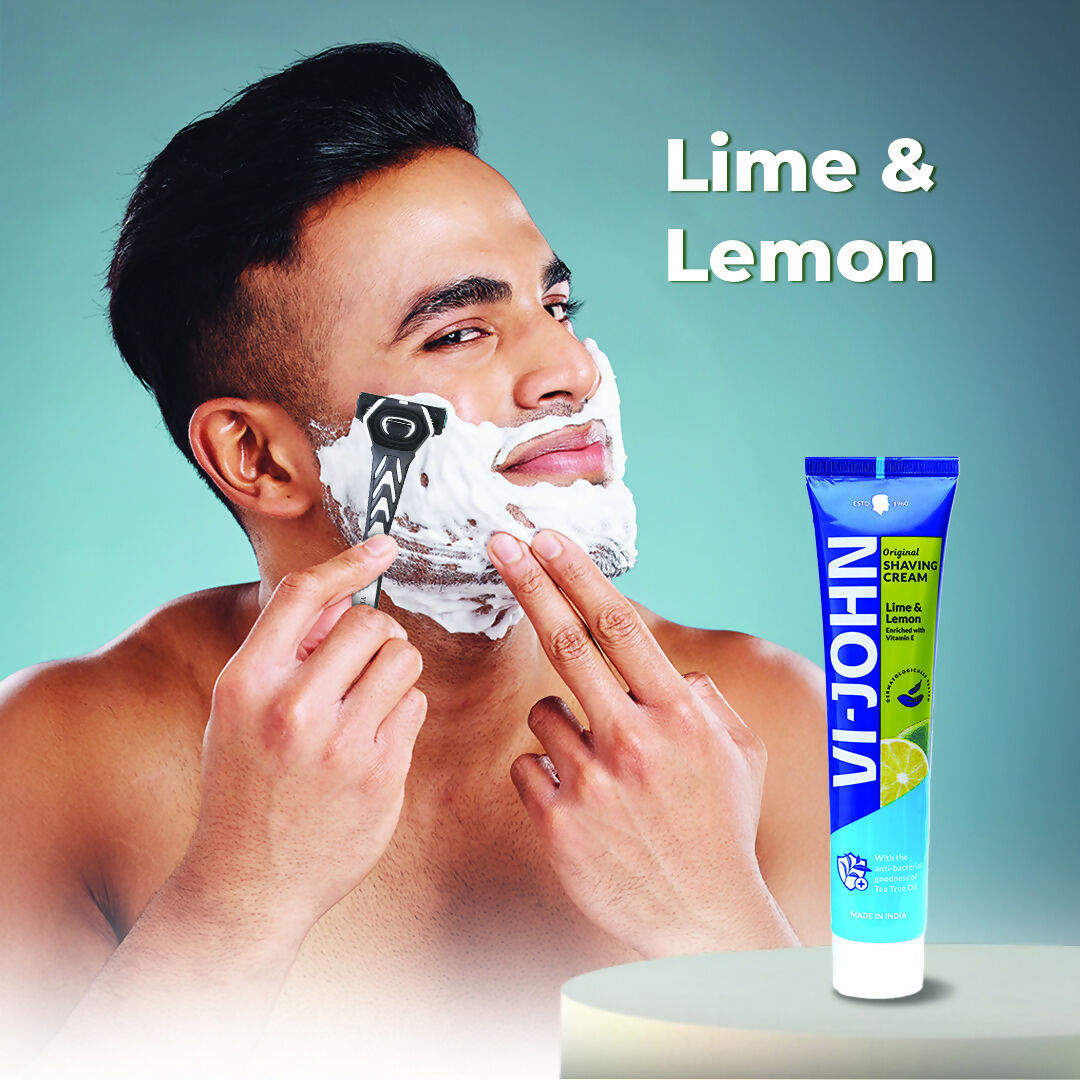 VI-JOHN Dermatologically Tested Vitamin-E enriched Anti Bacterial Lime & Lemon Shaving Cream