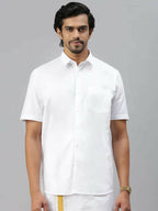 Ramraj Cotton Mens Half Sleeve White Shirt Plus Size - Breeze Cotton