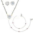 AanyaCentric Gold-plated Mangalsutra Pendant Earring Set & Silver Plated Anklet - Distacart